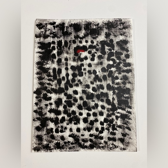 Abstract Acrylic Original Painting On Canvas Paper 9X12 Wall Art Black red - Picture 2 of 5